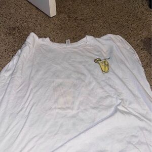 Dutch Bros White Tee with Yellow Drink Graphic